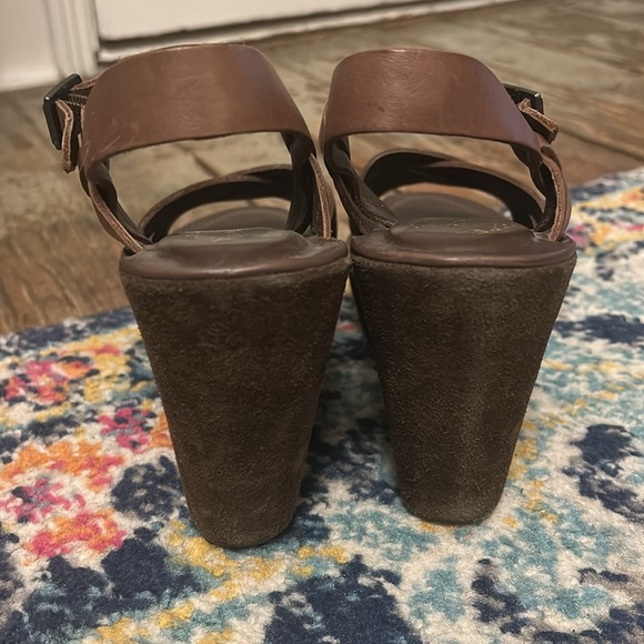 Kork-Ease Brown Leather Wedge Sandals - Picture 3 of 4